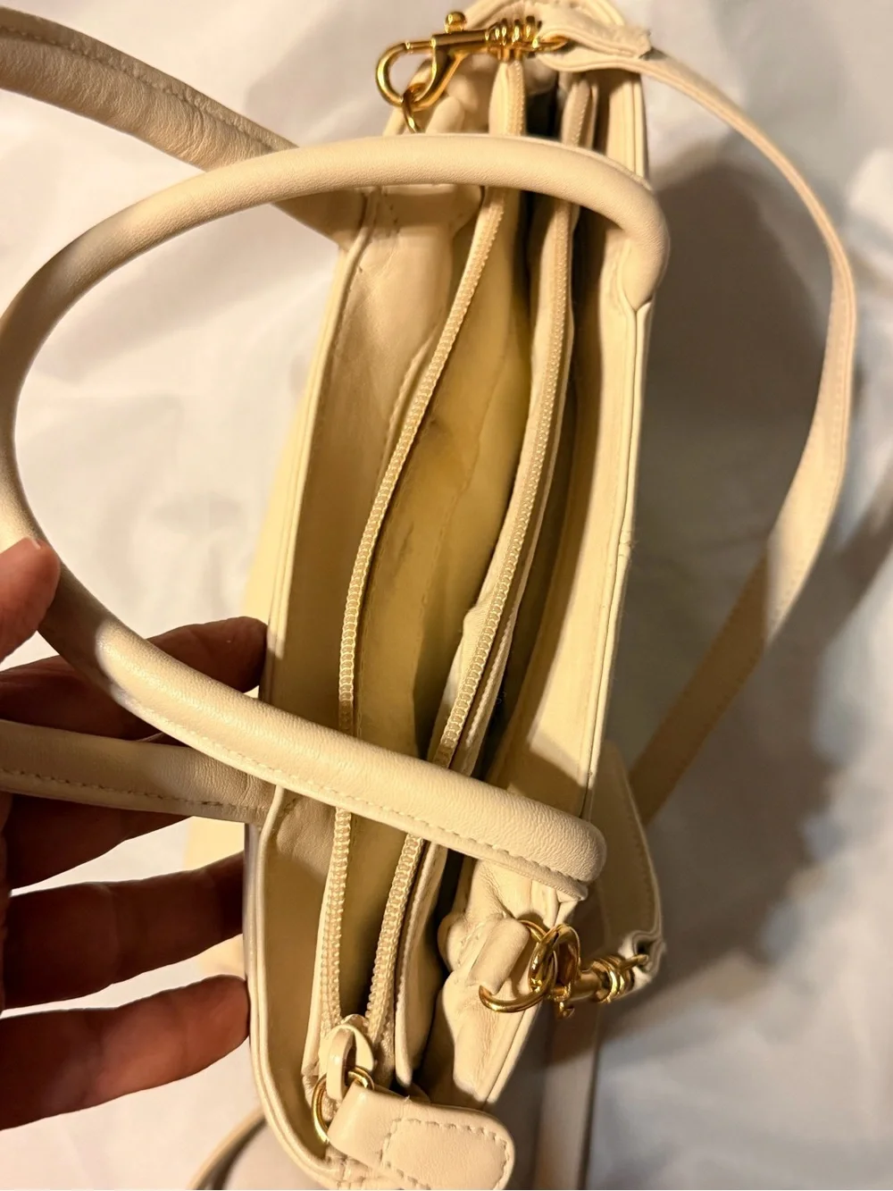 Vintage Etienne Aigner Ivory Genuine Leather Mini Satchel crossbody purse